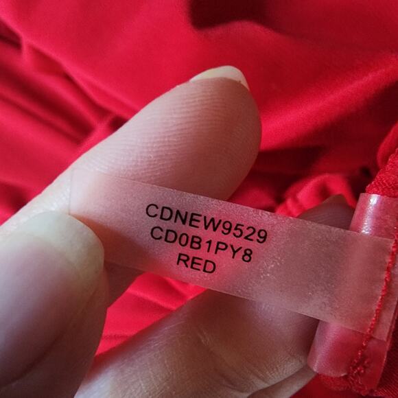 Calvin Klein Ruched Sleeveless Red A-Symmetrical Evening Gown Dress | Women's 8 - Picture 15 of 15